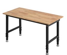 Heavy Duty Adjustable Workbench 680 kg Capacity Oak Wood Top Workbench with 67-102 cm Height Adjustment