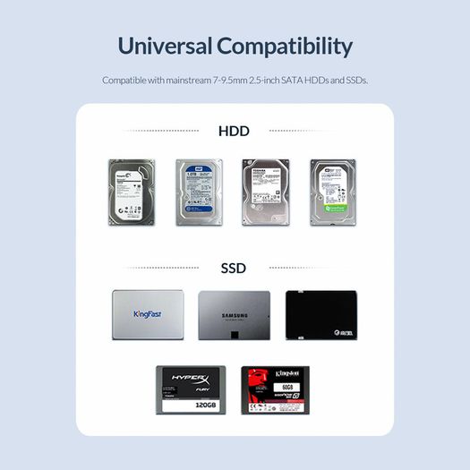 ORICO USB 3.0 (UASP) 5Gbps to SATA 2.5" HDD/SSD Enclosure with Auto Sleep Mode (Brand New/Warranty)