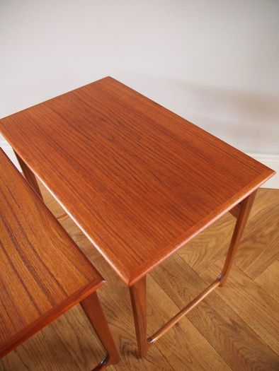 Danish Mid Century Modern Teak Nest Of Tables / B.C. Mobler, Vejle, Denmark, Vintage 1960s