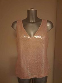 Together V-neck pink sequin top size UK14 EU40/42 Postage included