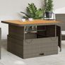 Adjustable Table Top, Coffee / Dining table  Coffee Table with Steel Frame, Dining Table Garden Furniture, Black Poly Rattan Acacia Wood Image 2