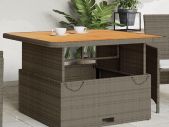 Adjustable Table Top, Coffee / Dining table  Coffee Table with Steel Frame, Dining Table Garden Furniture, Black Poly Rattan Acacia Wood