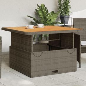 Adjustable Table Top, Coffee / Dining table  Coffee Table with Steel Frame, Dining Table Garden Furniture, Black Poly Rattan Acacia Wood