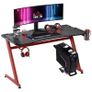142 x 66 cm Racing Gaming Desk, Computer Table with Cup Holder and Headphone Hook, Black and Red Image 2