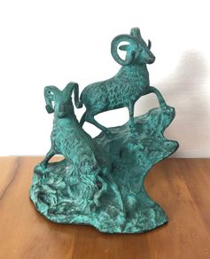 Vintage Bronze Big Horn Rams c1970