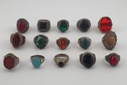 Ancient Inspired Brass Rings Set of 15 Collectible Jewellery Pieces