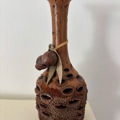 Banksia Seed Pod Carved Wooden Vase from Australia