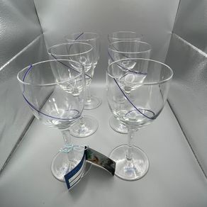 Avoca Blue Collection - Wine Glasses - Set Of 6 - Brand New in Box