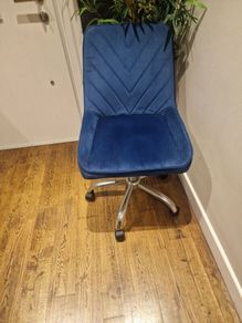 Blue Velvet Accent Office Swivel Chair