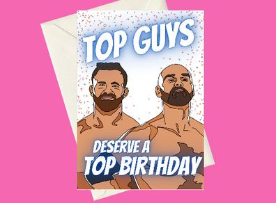 AEW FTR Top Guys Cash Wheeler Dax Harwood Birthday A5 Card, Perfect for gifts, occasions, or funny card for Pro Wrestling Fans