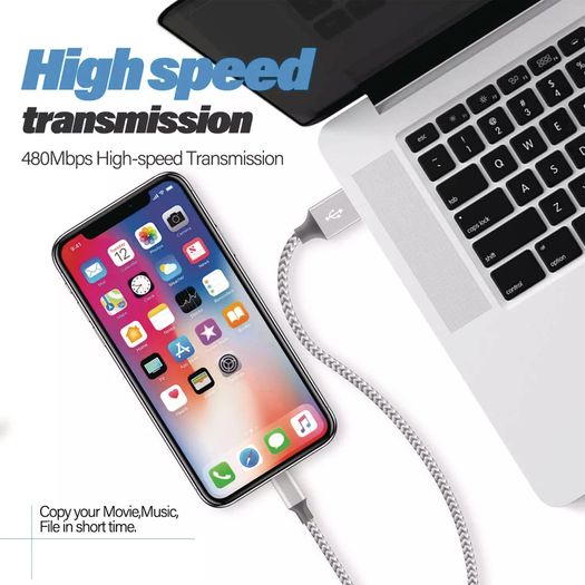 1M/2M/3M USB Lightning Cable For iPhone 7 8 12 13 X 11 Pro Long Charger Charging Fast Lead 1m 2m 3M