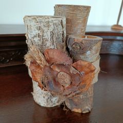 Rustic Natural Wood Tealight Candle Holder