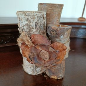 Rustic Natural Wood Tealight Candle Holder