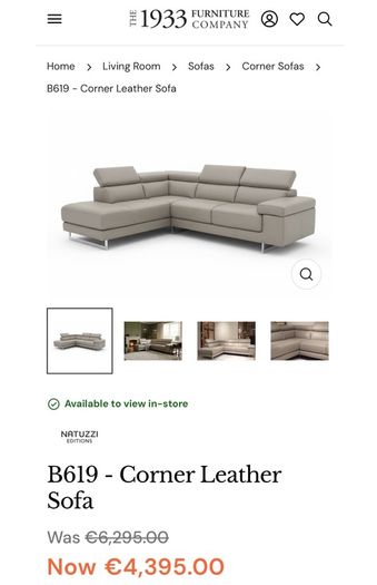 Natuzzi Leather Corner Sofa