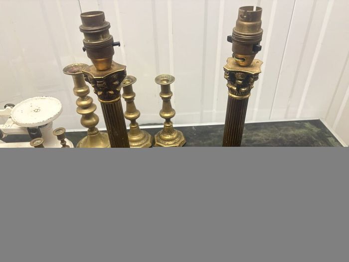Pair of Vintage Corinthian Column Table Lamp Bases