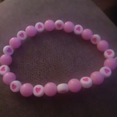 Handmade beeded heart bracelet
