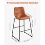 Bar Stool Set of 4, 65cm Counter Height Stools, Modern PU Leather Counter Barstool with Backrest, Metal Legs, Easy Assembly Armless Bar Chair, Island Barstool for Kitchen, Dining Room, Brown Image 5