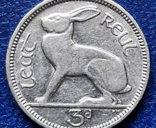 Ireland 1940 Three 3d Pence coin