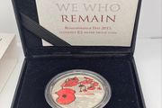 Alderney 2015 Silver Proof 5 Pounds Coin We Who Remain Remembrance Day in Original Holder with COA