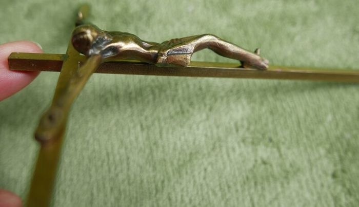 Vintage Bronze Wall Cross - Religious Christian Crucifix