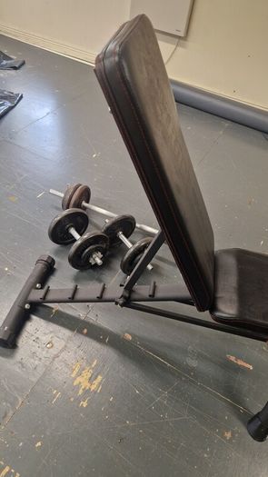 Iron Gym Adjustable Weight Bench + Dumbbells + EZ Curl Bar