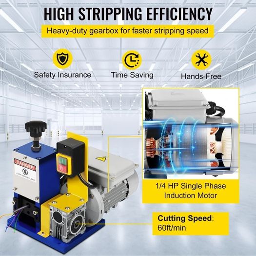 Electric Wire Stripping Machine Portable Wire Stripper Cable Stripper 1.5-25mm 180W 220V for Scrap Copper Recycling