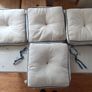 Set of 4 Padded Chair Cushions with Blue Piping & Ties Image 2