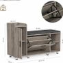 Shoe Storage Bench with Cushion, Grey Shoe Bench 105cm Lounge with 2 Shelves and 4 Compartments, Hallway Storage Unit with Seat, Living Room Image 3