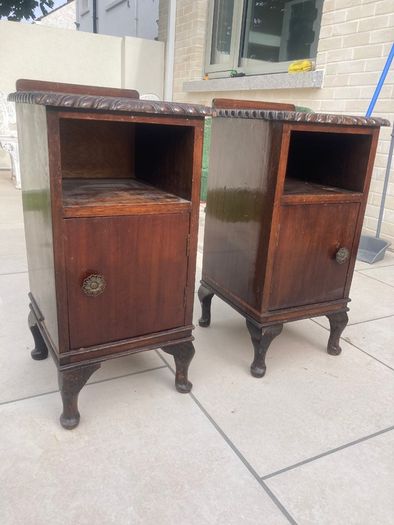 Antique Bedside Lockers - Pair - Mahogany