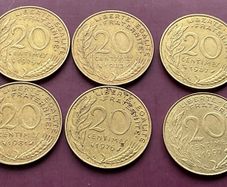 Collection of 14 old French coins 20 10 and 5 centimes 1966 1997