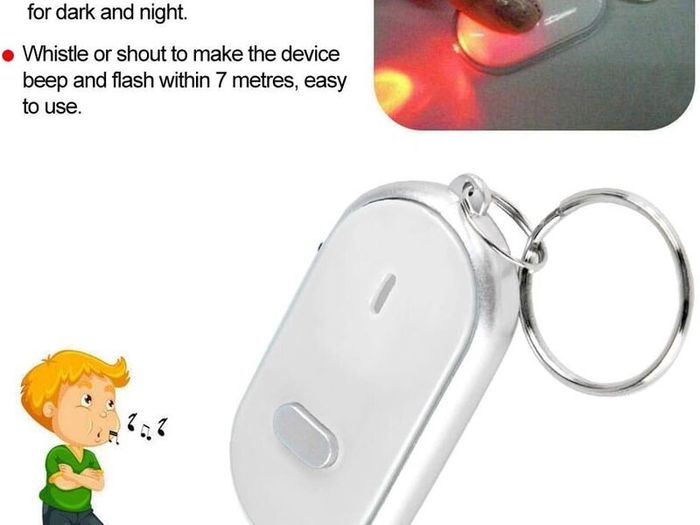 Keychain Locator, Voice Control Anti-lost Device Whistle Key Finder Keychain Tracer(White)