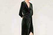 Green Velvet knee length dress M