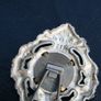 Vintage Embossed silvered Metal Brooch Plaque Stand Golden Medallion Art religious Circa1950s 3" Image 6