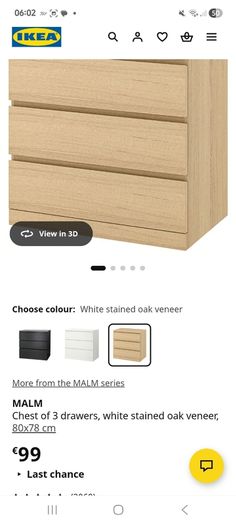 Chest of 3 Drawers Ikea