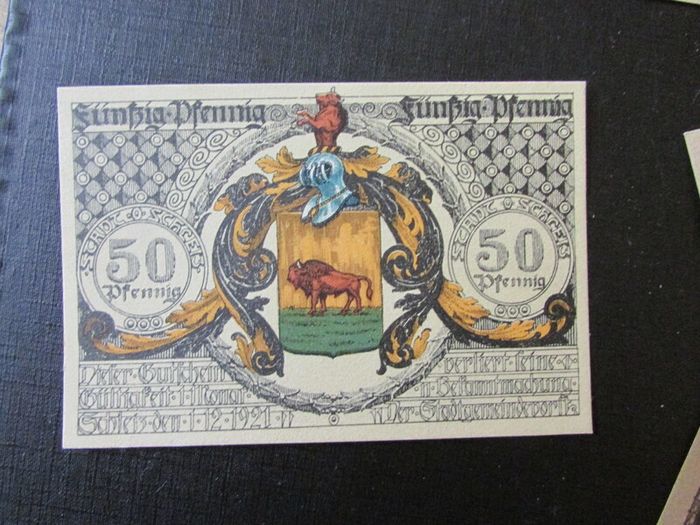 Germany 1921.City of Schleiz.Eight Emergency Banknotes.Notegeld.Complete set.