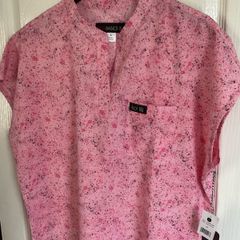 New KOI pink print scrub top