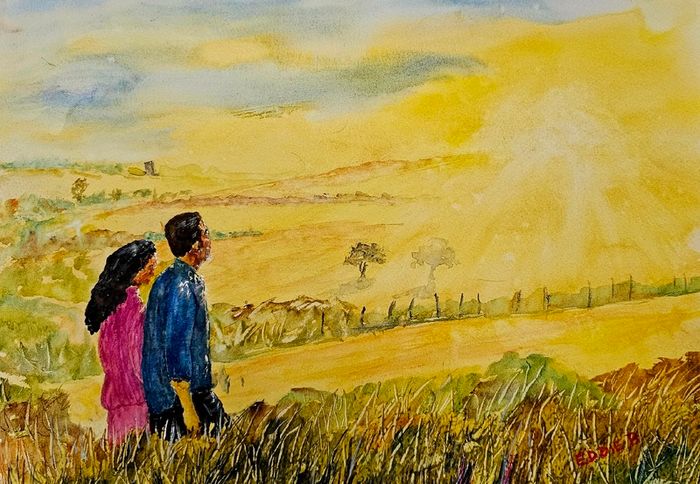 Wicklow walk in the sun watercolour
