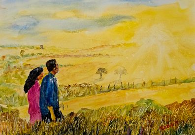 Wicklow walk in the sun watercolour