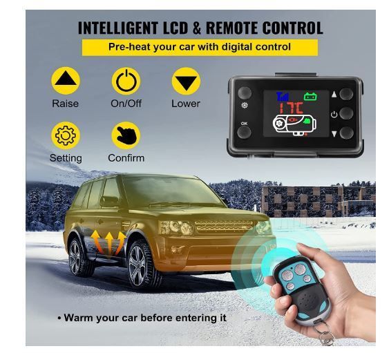 Diesel Air Heater LCD Switch,Remote Control,Silencer, Diesel Heater All in One parking heater with 4 air 8KW 12V outlets for cars, buses, RVs, trucks,