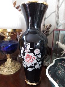 Vintage Large Painted Glass Vase