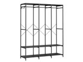 Wardrobe Open Removable Hook Open Wardrobe with Clothes Rail, Shelves, Removable Hooks,Vintage Brown