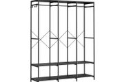 Wardrobe Open Removable Hook Open Wardrobe with Clothes Rail, Shelves, Removable Hooks,Vintage Brown