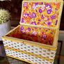 Vintage 1960s Sewing Hobby Box Flower Power Purple and Orange Image 3