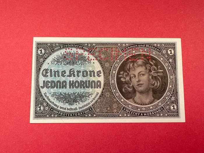 Bohemia & Moravia  1 Koruna. 1940. Perforated Specimen  Pick. 3s.  ( Uncirculated )