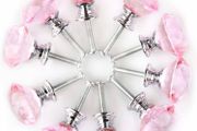 10 X 30MM Acrylic Glass Diamond Cut Cabinet Door Drawer Knob Kitchen Dresser Wardrobe Pull Handle with Screws (MULTIPLE COLOURS AVAILABLE)
