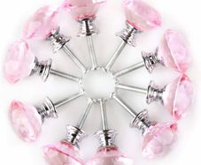 10 X 30MM Acrylic Glass Diamond Cut Cabinet Door Drawer Knob Kitchen Dresser Wardrobe Pull Handle with Screws (MULTIPLE COLOURS AVAILABLE)