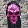 FrightZone - Metallic Pink Hooded Skull Mask All in One Image 4