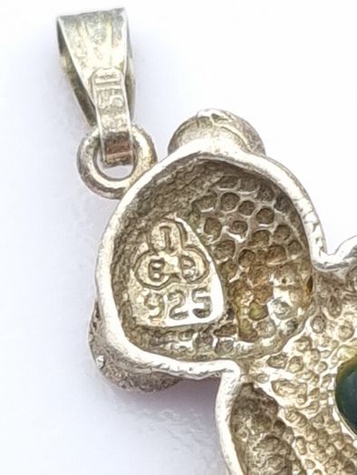 Vintage Signed 925 Sterling Silver Hematite Teddy Bear Charm