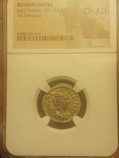 Roman Coin - Julia Domna Denarius - NGC Graded CH AU
