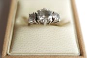 Vintage 925 Sterling Silver Three Stone Ring - size N - 5,2g